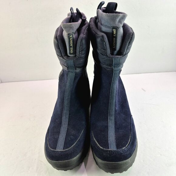 NWOT Lands' End Navy Blue Suede Insulated Commuter Winter Snow Boots 7.5 Women's - Picture 3 of 10